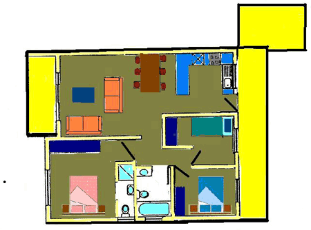 Indeling appartement Muizenberg 'seaviews'